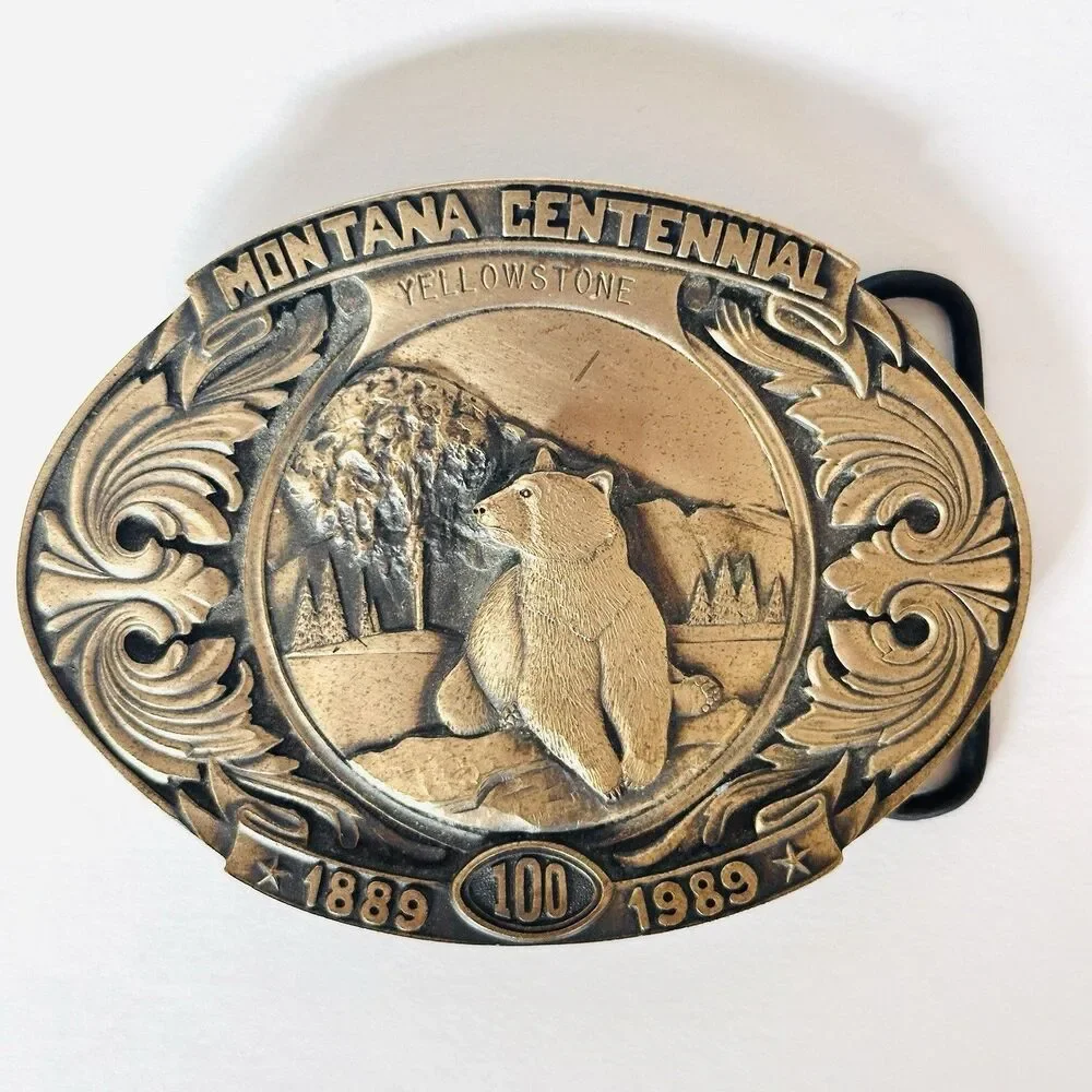 Montana Centennial Belt Buckle Limited Edition Yellowstone Grizzly Bear 1989